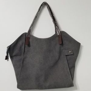 Large Gray canvas purse new